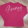 Różowa bluzka Guess z rękawem 3/4 bawełniana
